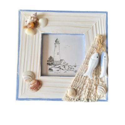 Cadre photo filet, poissons et coquillages